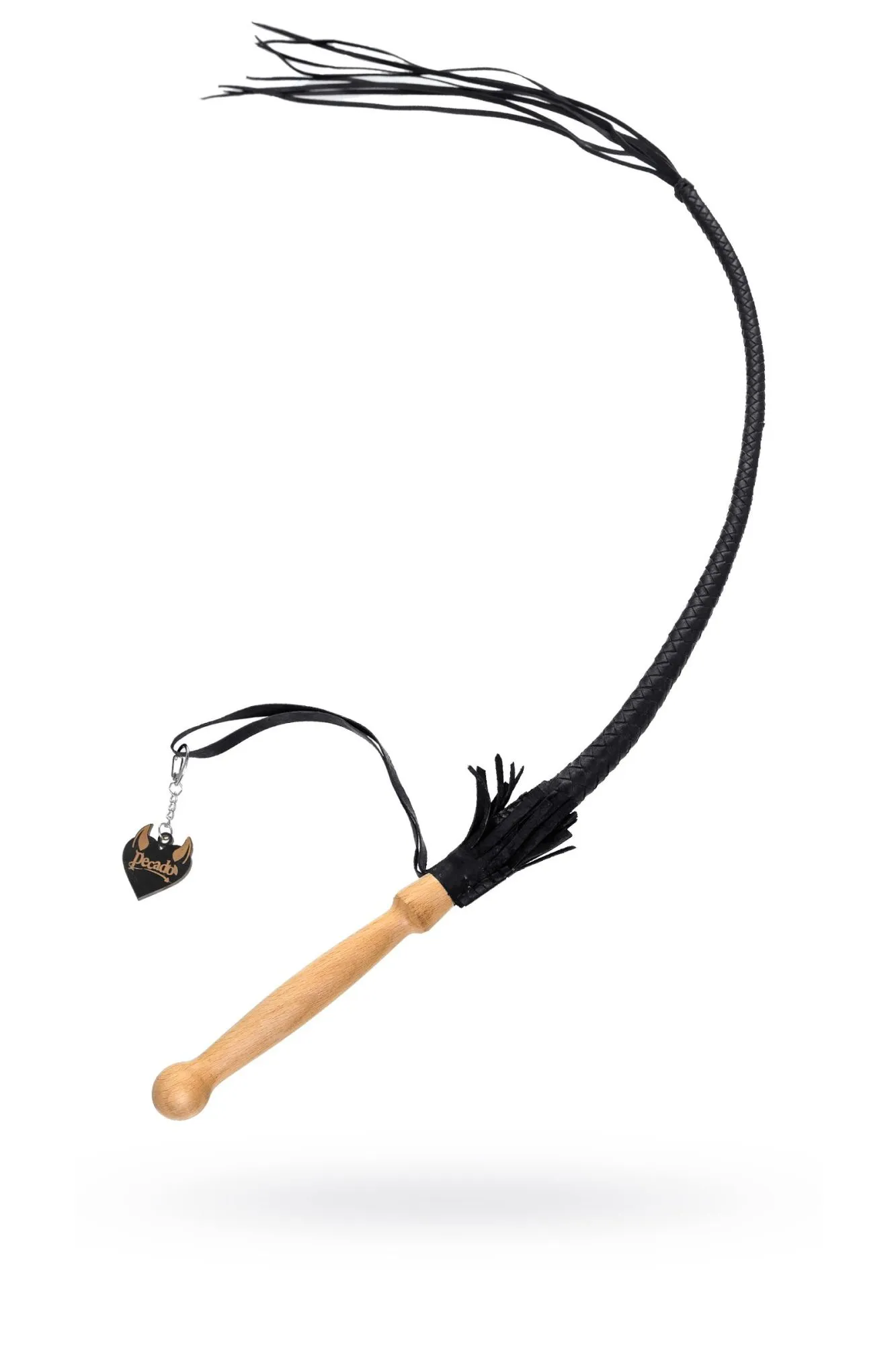 кнут плетеный pecado bdsm, натуральная кожа, чёрный, 75 см в Москве