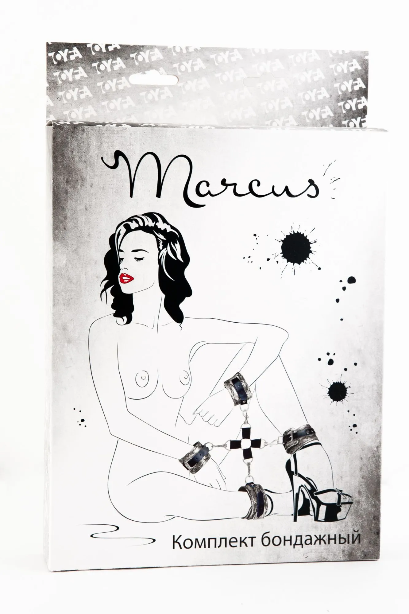 кружевной бондажный комплект toyfa marcus (сцепка, наручники и оковы), серебряная в Москве