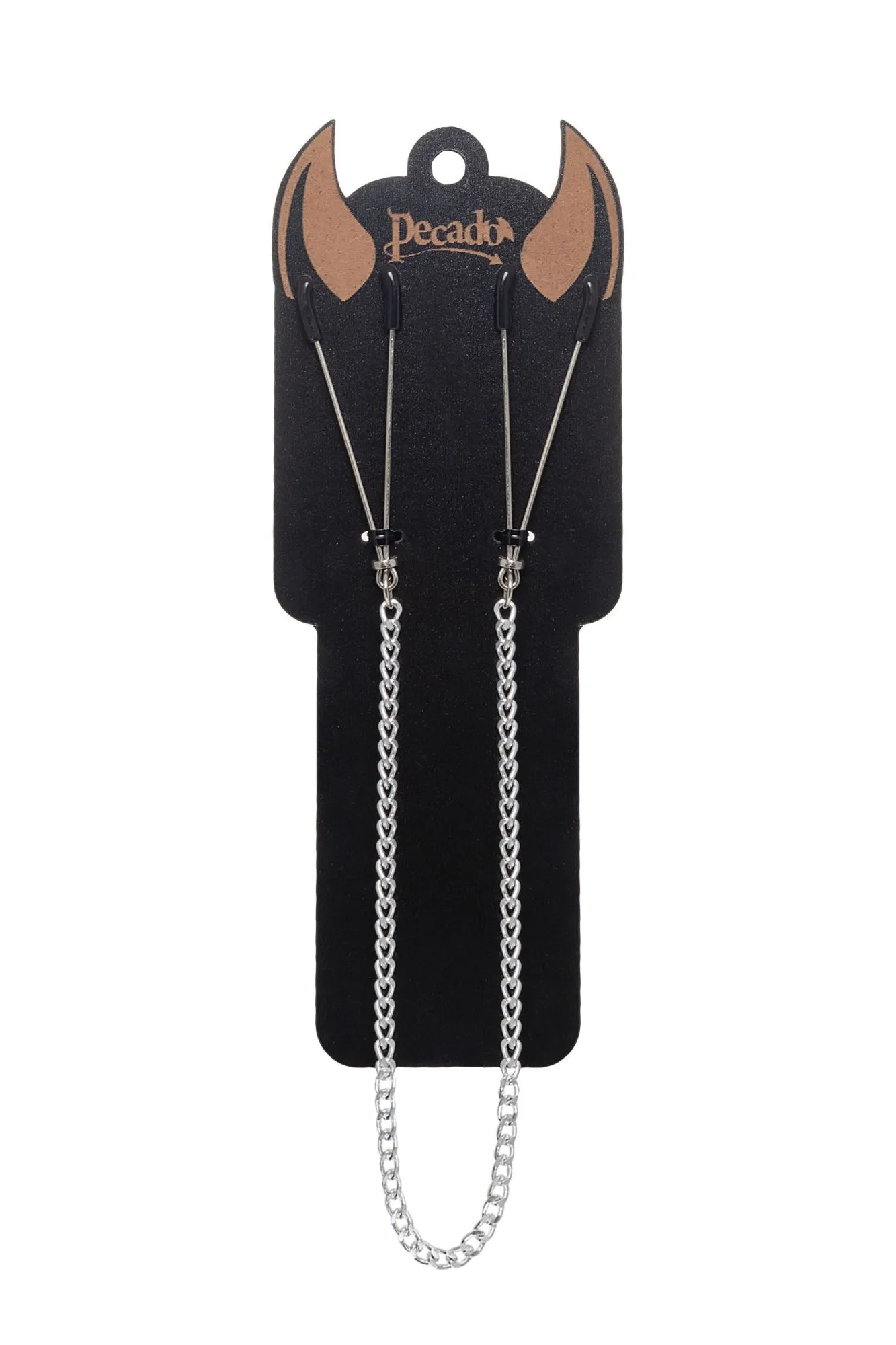 зажимы на соски pecado bdsm, «вилки», на цепочке, металл, серебро в Москве