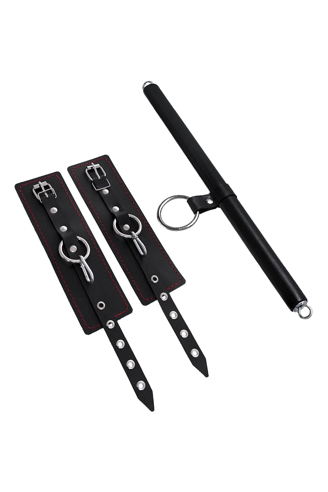 бондажный набор pecado bdsm, 3 точки фиксации, распорка, наручники, натуральная кожа, черный в Москве