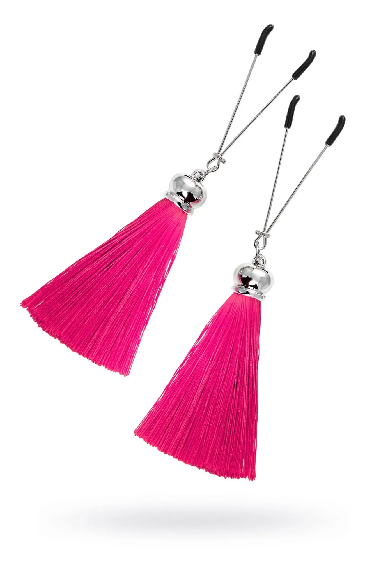 зажимы на соски pecado bdsm, «вилки», с кисточками из шелка, металл, бордовые в Москве