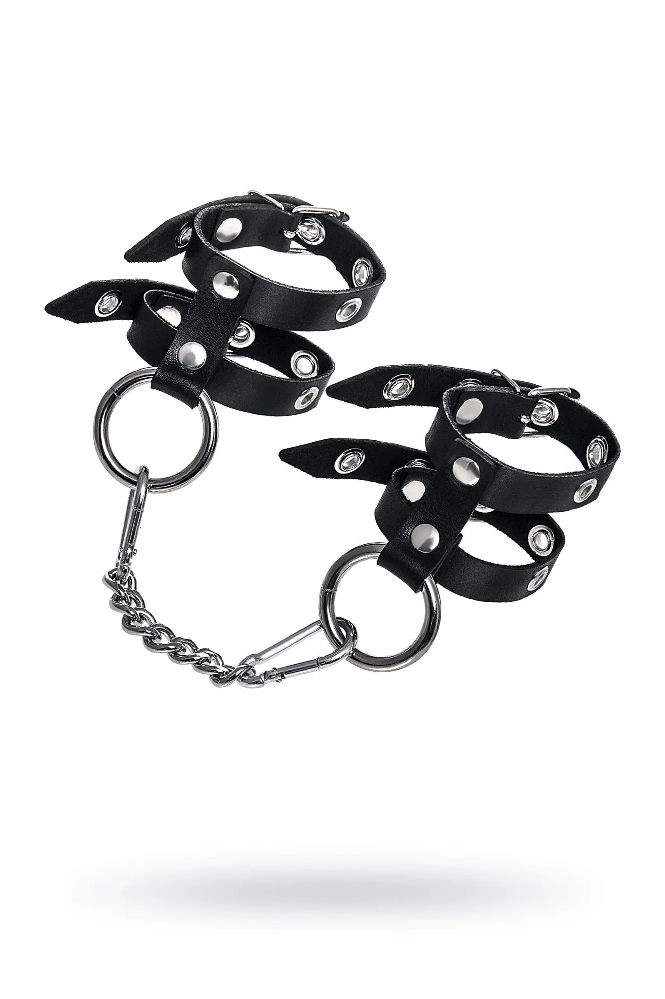 наручники pecado bdsm, однослойные из двух ремешков, натуральная кожа, черные в Москве