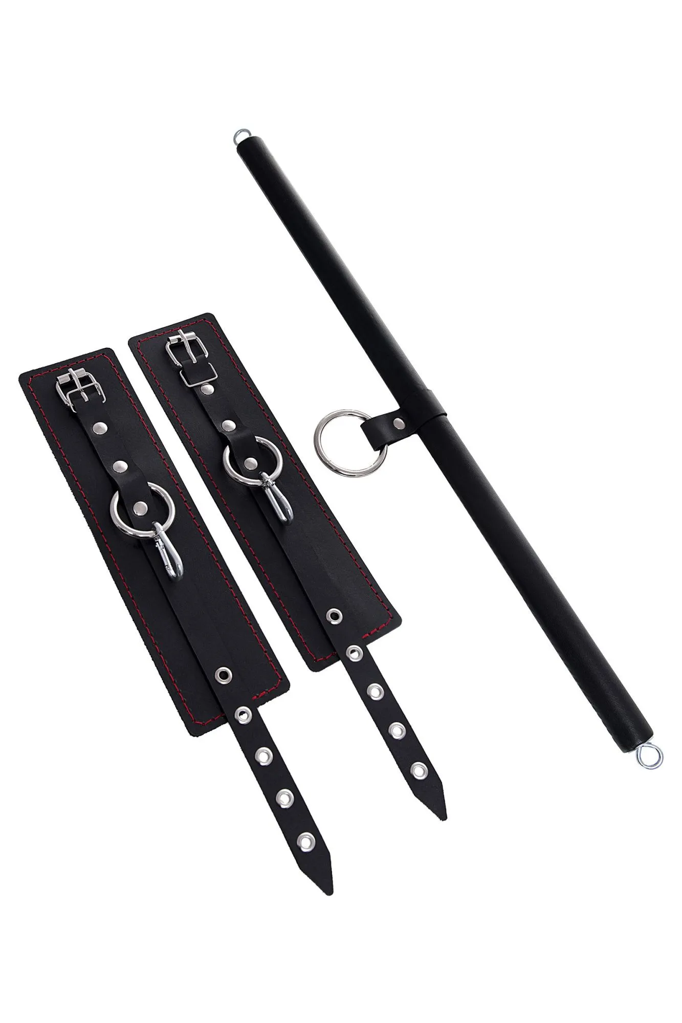 бондажный набор pecado bdsm, 3 точки фиксации, распорка, оковы, натуральная кожа, черный в Москве