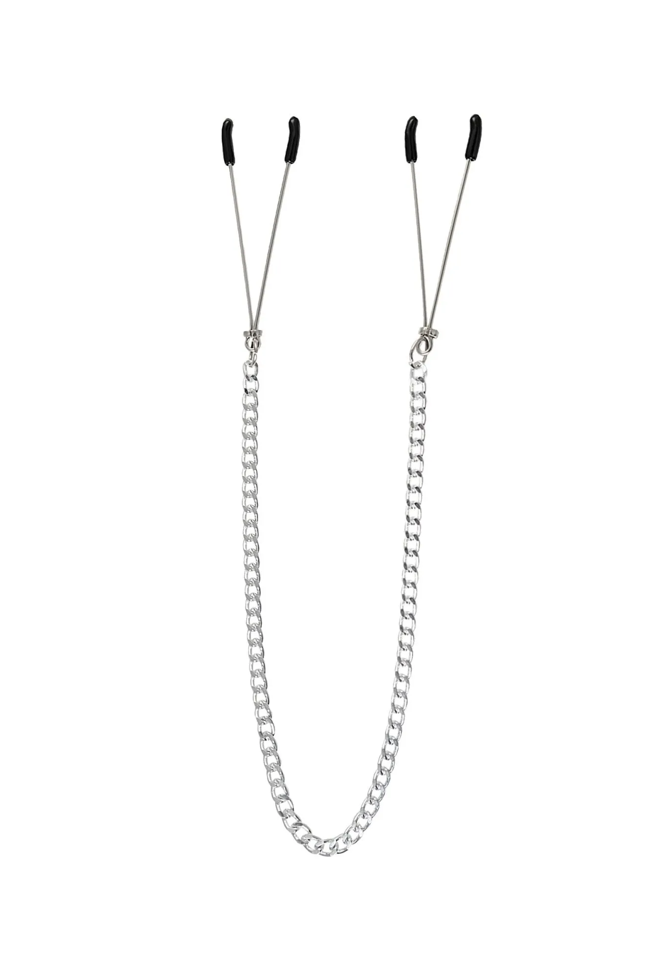 зажимы на соски pecado bdsm, «вилки», на цепочке, металл, серебро в Москве