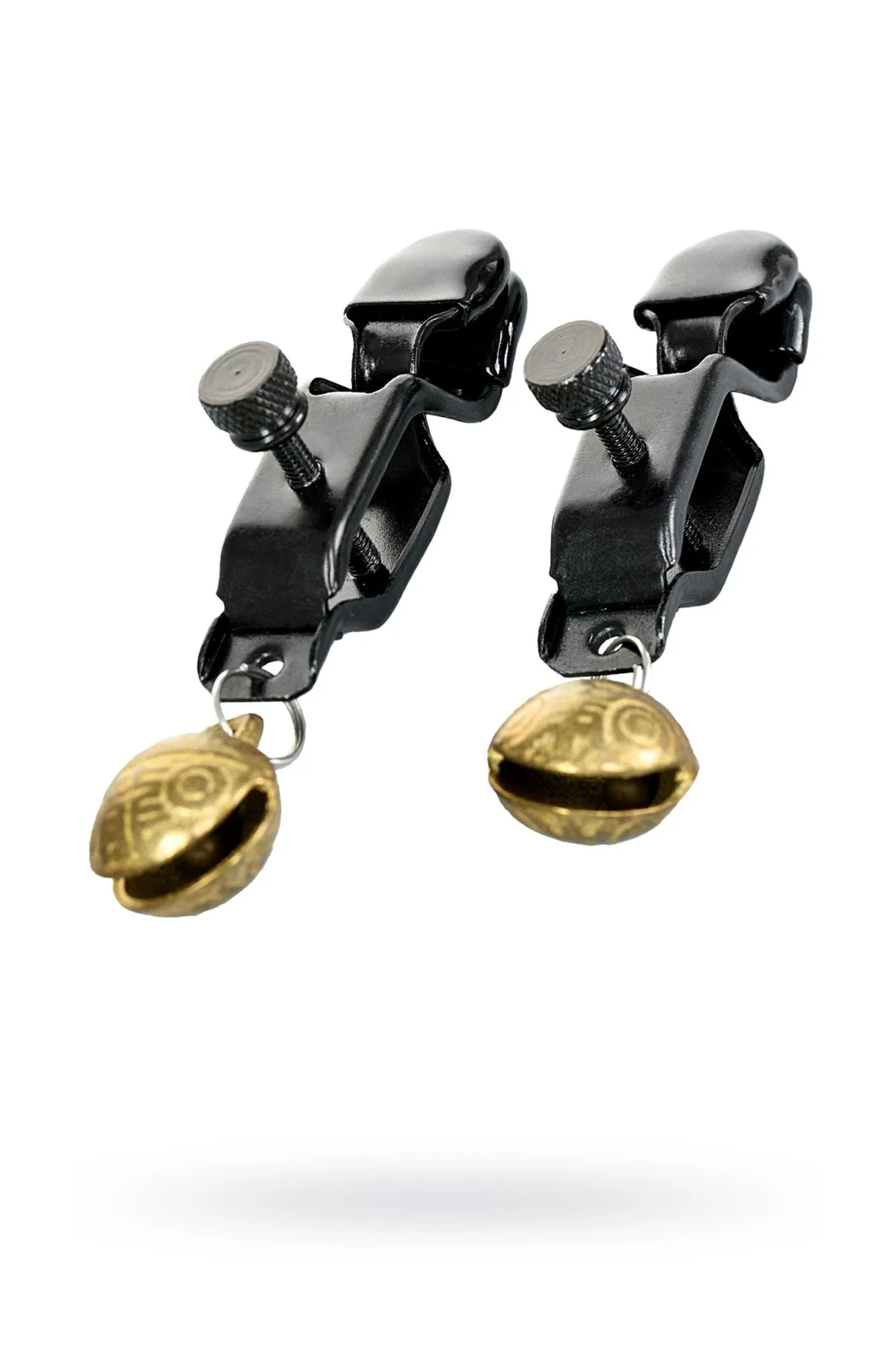 зажимы для сосков toyfa theatre, металл, черный с золотистым колокольчиком в Москве