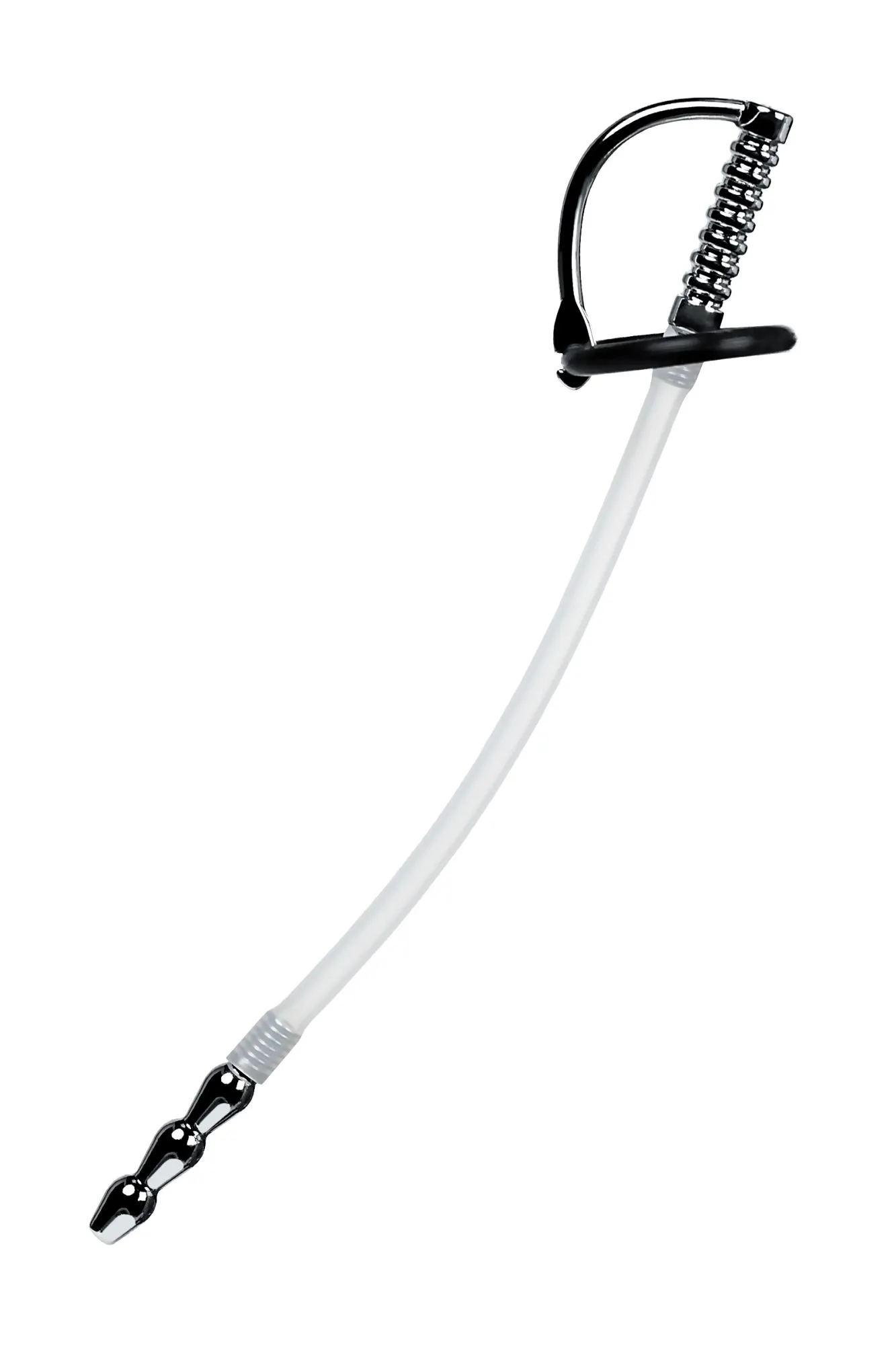 уретральный катетер metal by toyfa, со сменными фиксирующими кольцами, силикон, серебряный в Москве