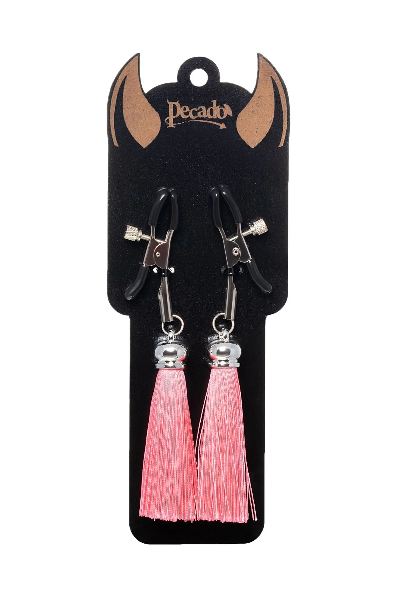 зажимы на соски pecado bdsm, «прищепки», с кисточками из шелка, металл, розовые в Москве