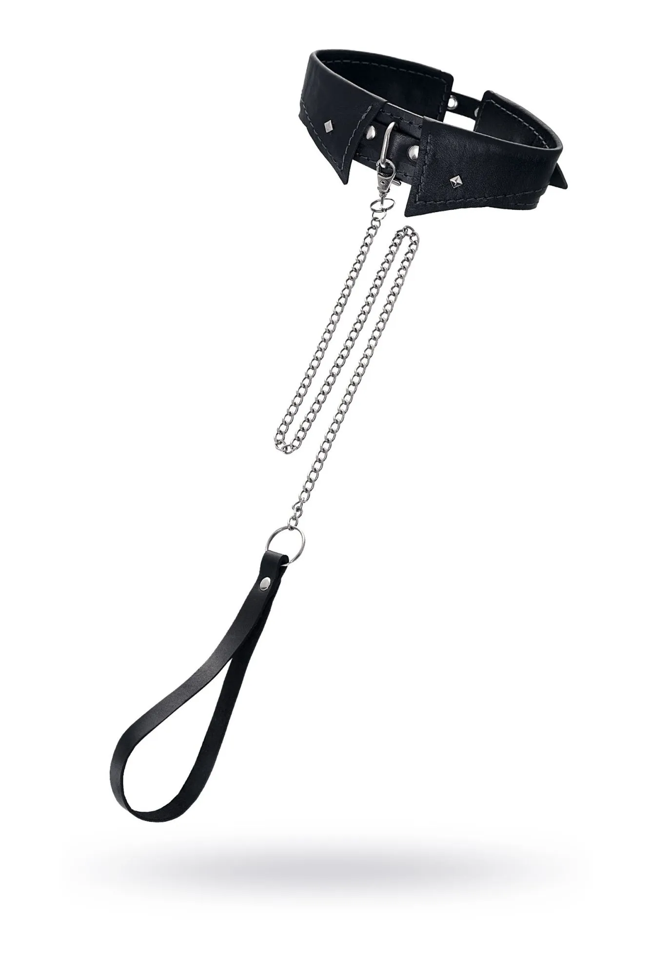 ошейник-воротник pecado bdsm,с поводком, натуральная кожа, чёрный в Москве