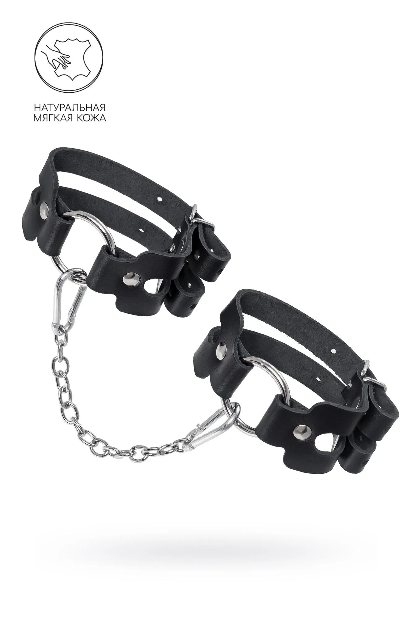 оковы pecado bdsm, из двух ремешков, натуральная кожа, чёрные в Москве