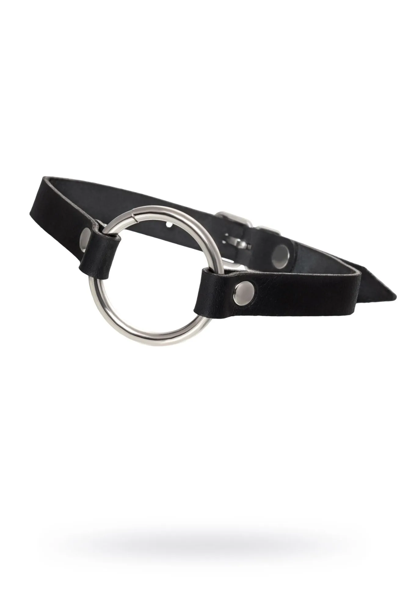 чокер pecado bdsm, с круглым кольцом, модель 1, натуральная кожа, черный в Москве