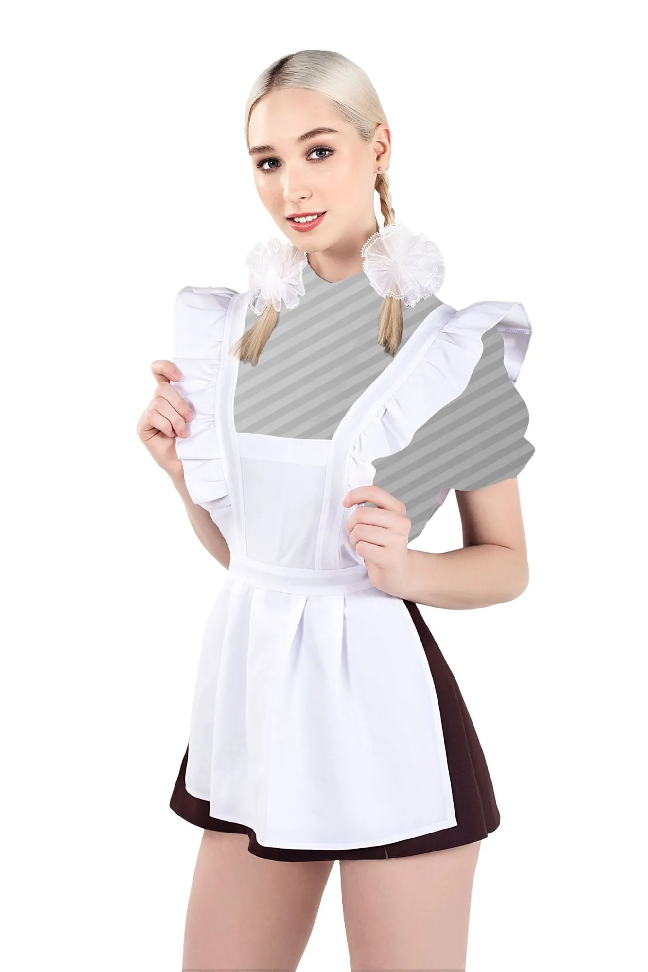 Эротическое нижняя часть костюма «русская школьница», pecado bdsm, юбка, фартук, коричнево-белый, 44-46 в Москве