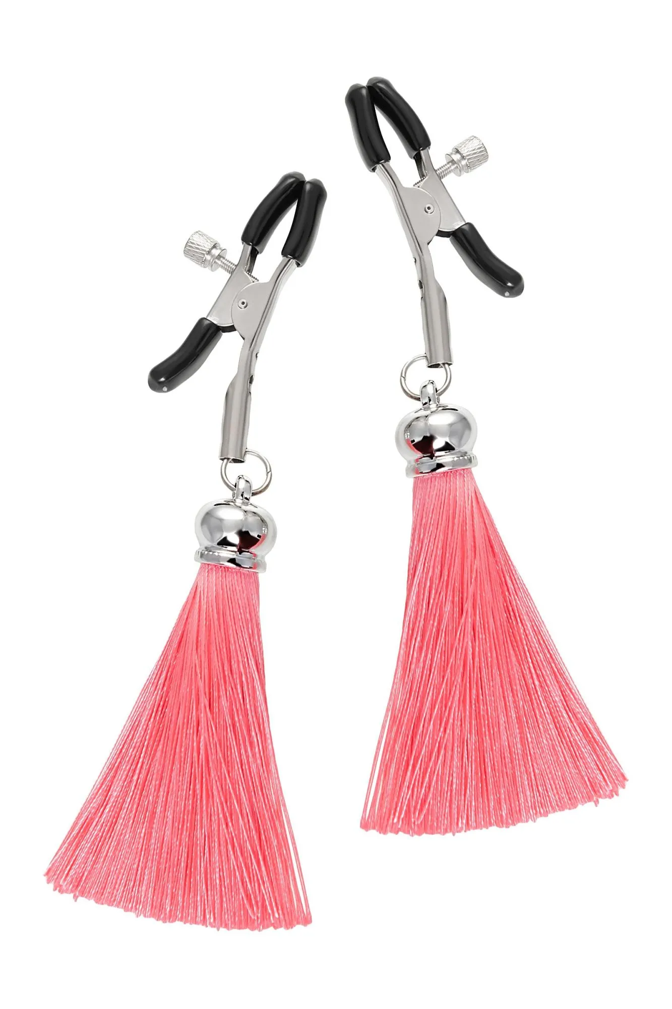 зажимы на соски pecado bdsm, «прищепки», с кисточками из шелка, металл, розовые в Москве