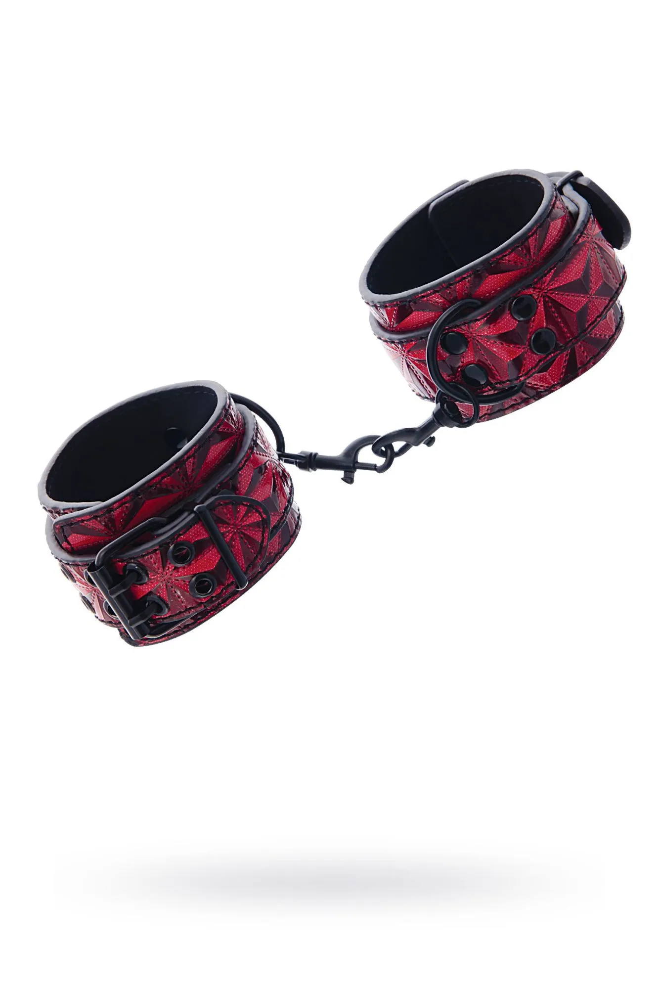 наручники toyfa theatre из материала с 3d эффектом, красные, 27 см в Москве