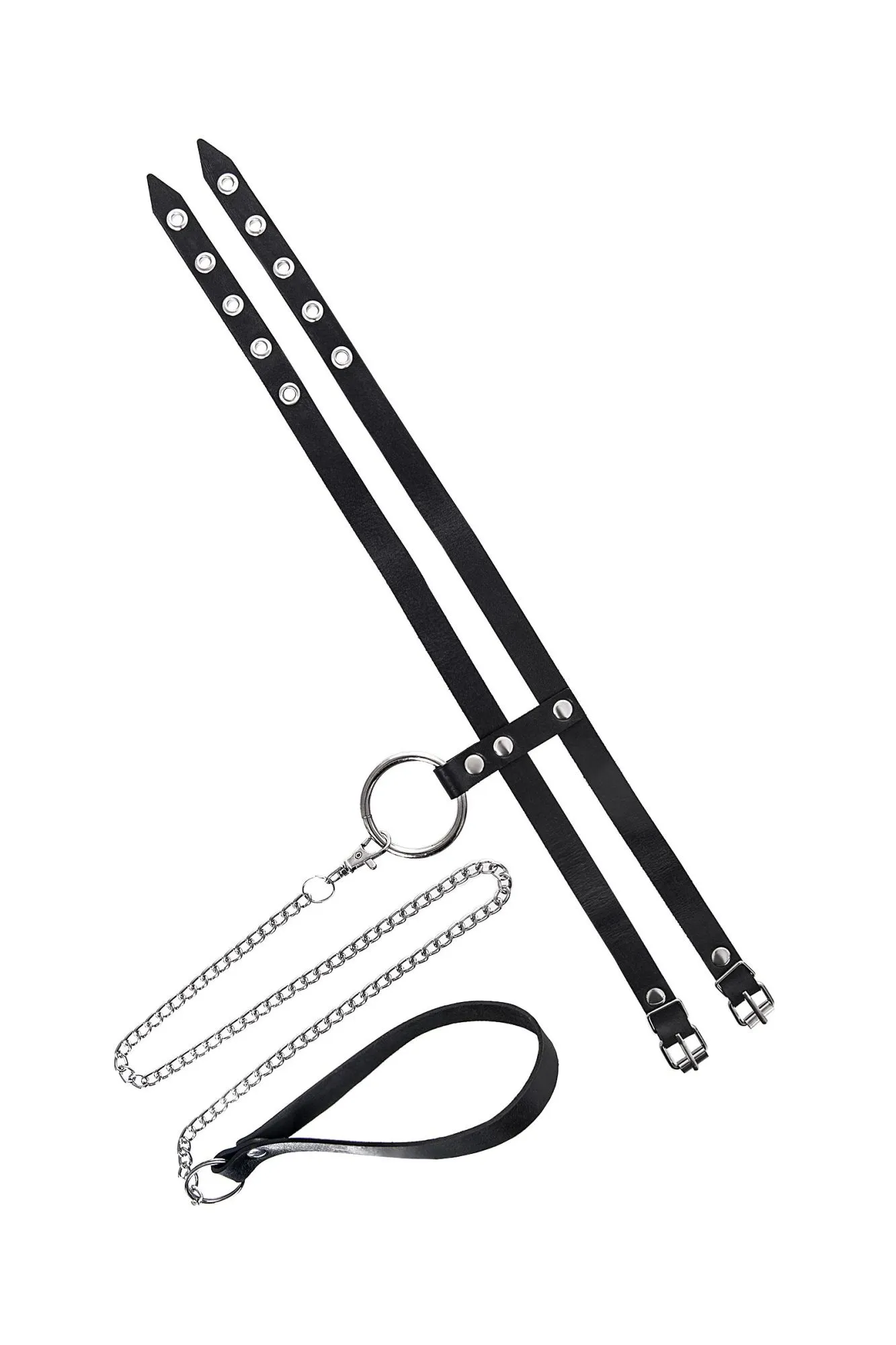 ошейник pecado bdsm, из двух ремешков, натуральная кожа, черный в Москве