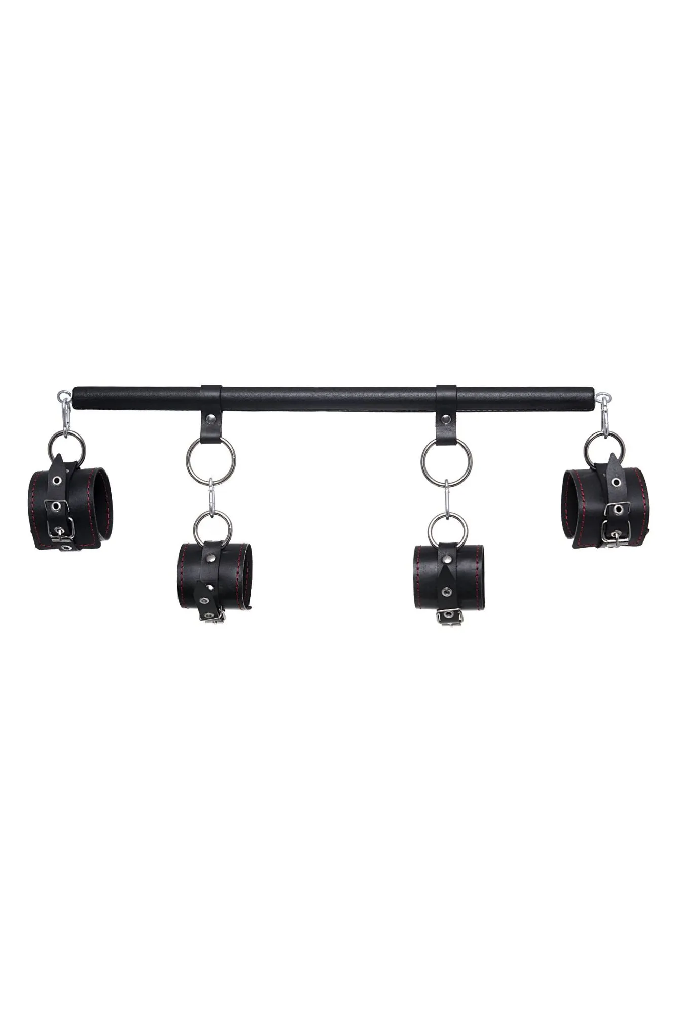 бондажный набор pecado bdsm, 4 точки фиксации, распорка, наручники, оковы, натуральная кожа, черный в Москве