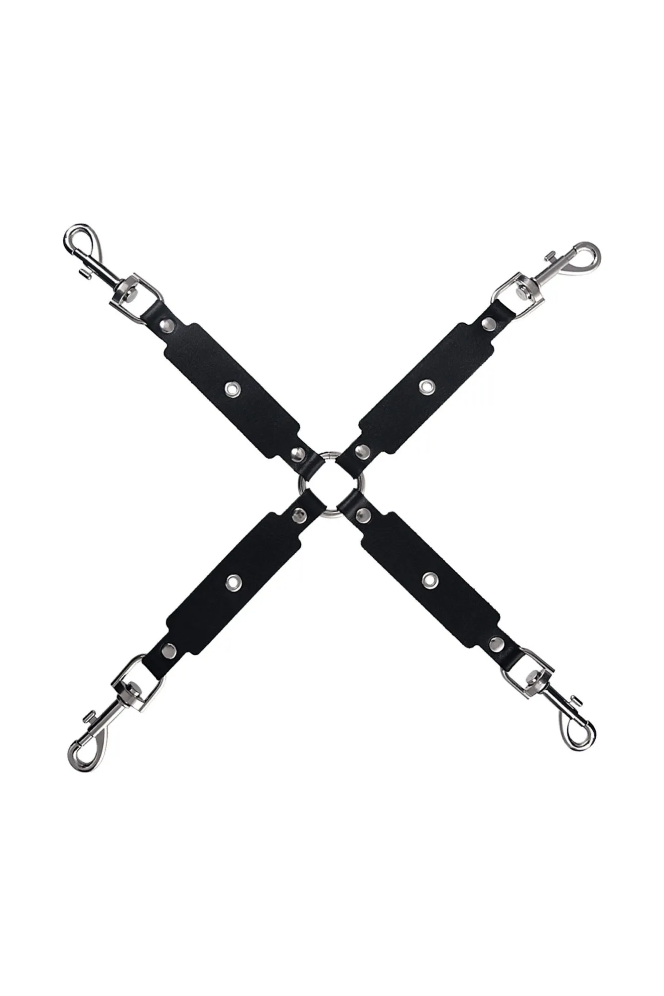сцепка pecado bdsm, крестообразная с карабинами, для фиксации рук и ног, натуральная кожа, черный в Москве