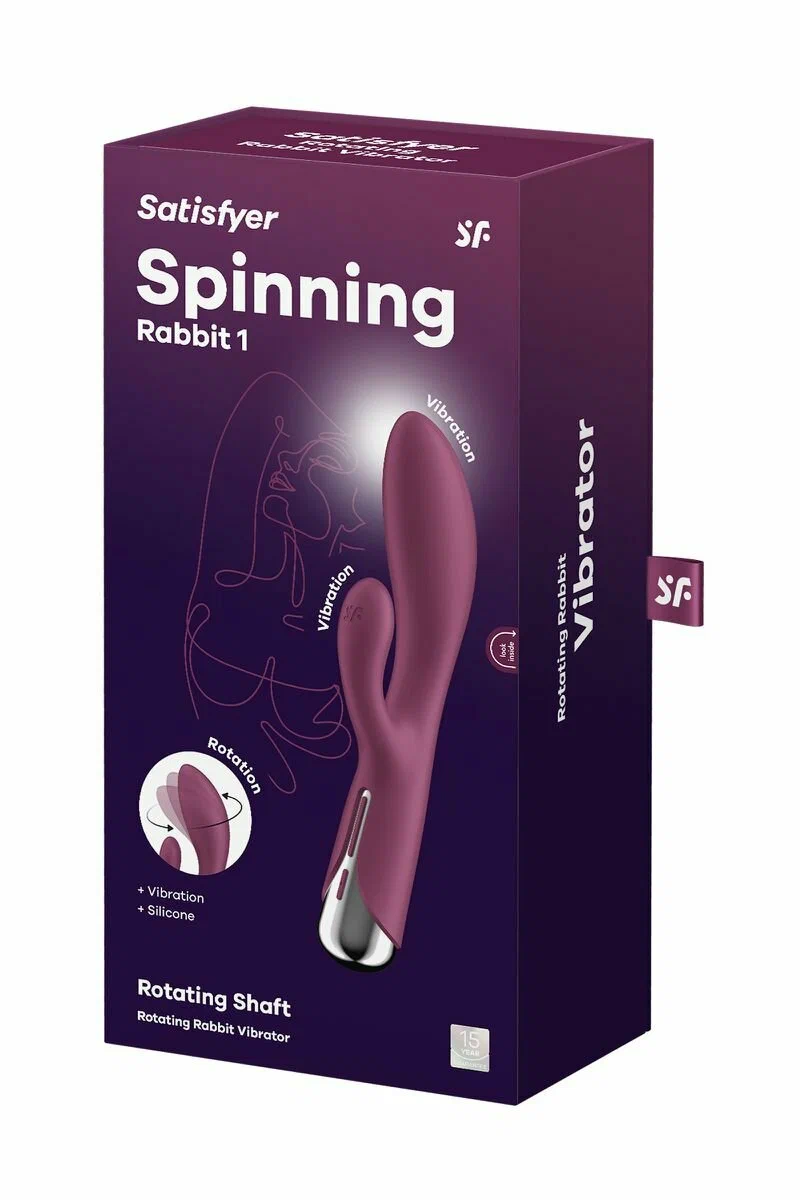 вибратор-кролик с ротацией satisfyer spinning rabbit 1, силикон, бордовый, 20,5 см в Москве