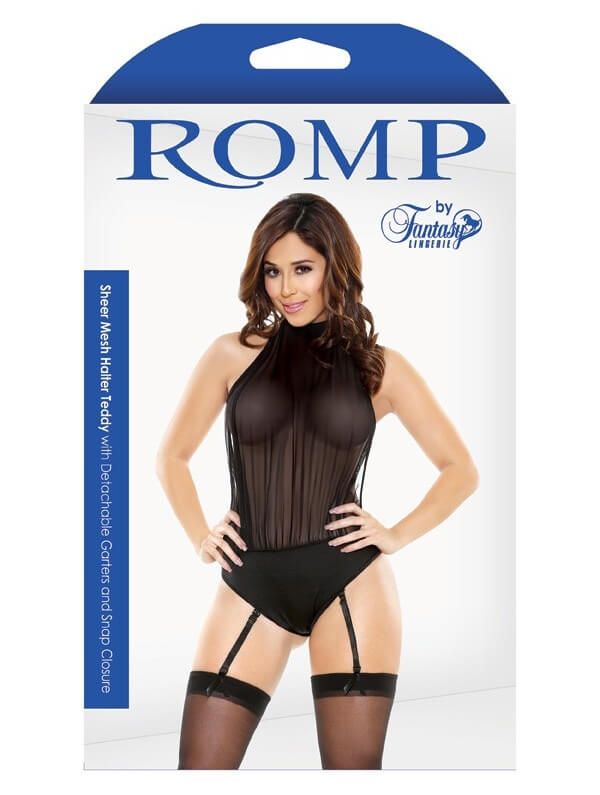 Эротическое боди fantasy lingerie sheer mesh halter teddy, черное в Москве