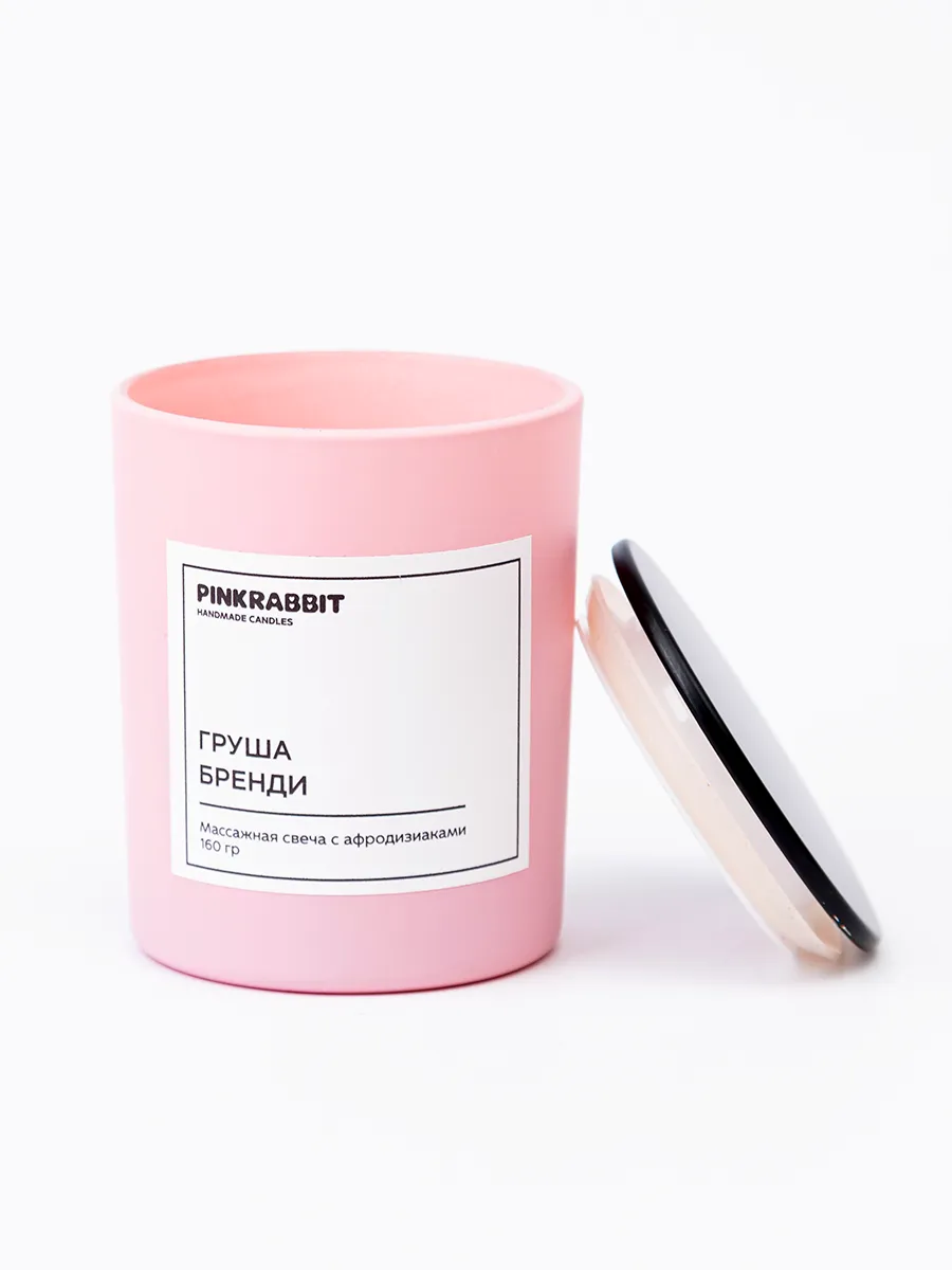свеча ручной работы pink rabbit hand made груша, бренди 160гр в Москве