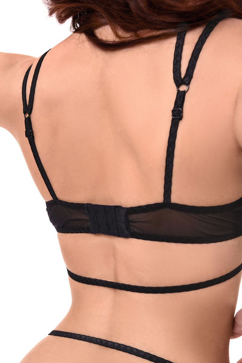 Эротическое боди с кружевом жабо erolanta eva, черное в Москве