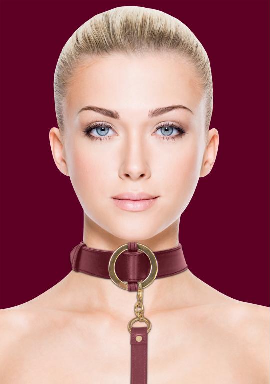 ошейник с поводком ouch ouch! - collar with leash - burgundy в Москве