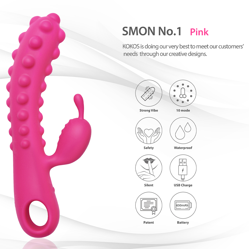 вибратор smon no1 с рельефной поверхностью и клиторальным стимулятором розовый kokos smon-01-pink в Москве