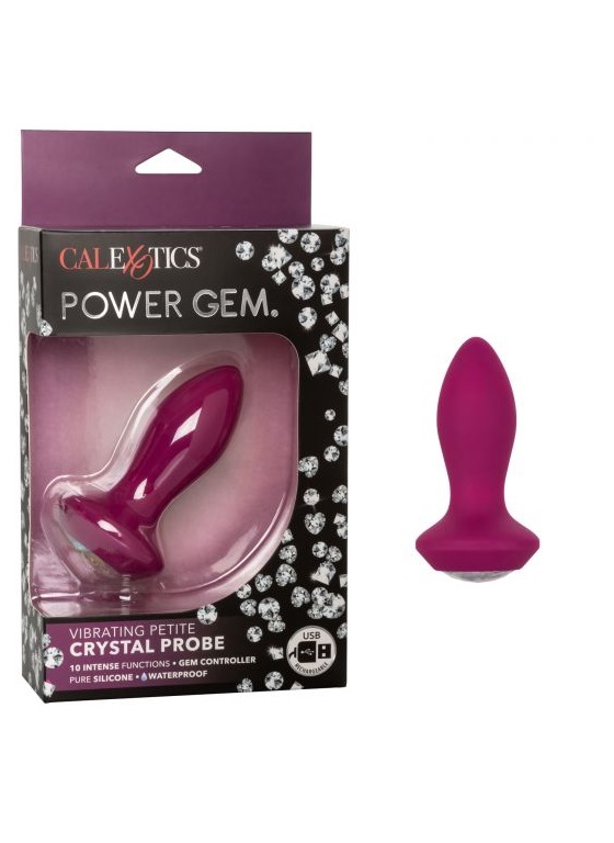 Анальная пробка с кристаллом и вибрацией Power Gem Vibrating Petite Crystal Probe