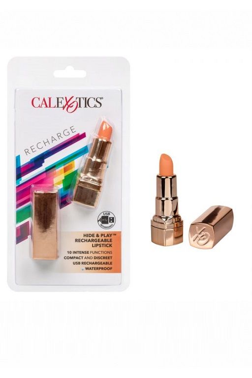 Перезарежаемый миниатюрный вибромассажер в виде помады Hide & Play Rechargeable Lipstick