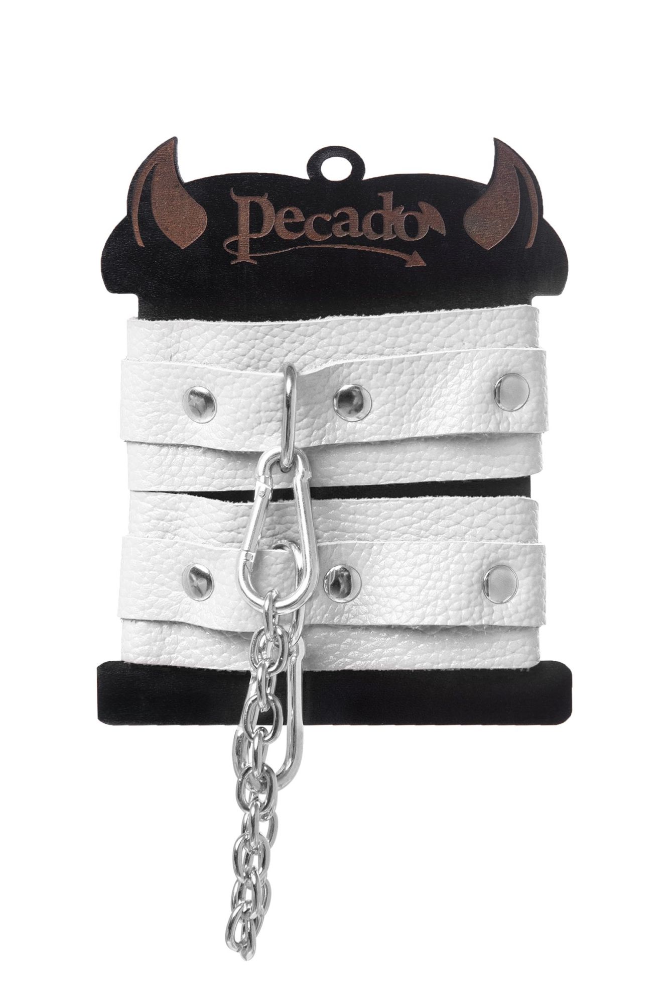 оковы мини pecado bdsm, со скруглёнными углами, натуральная кожа, белые в Москве