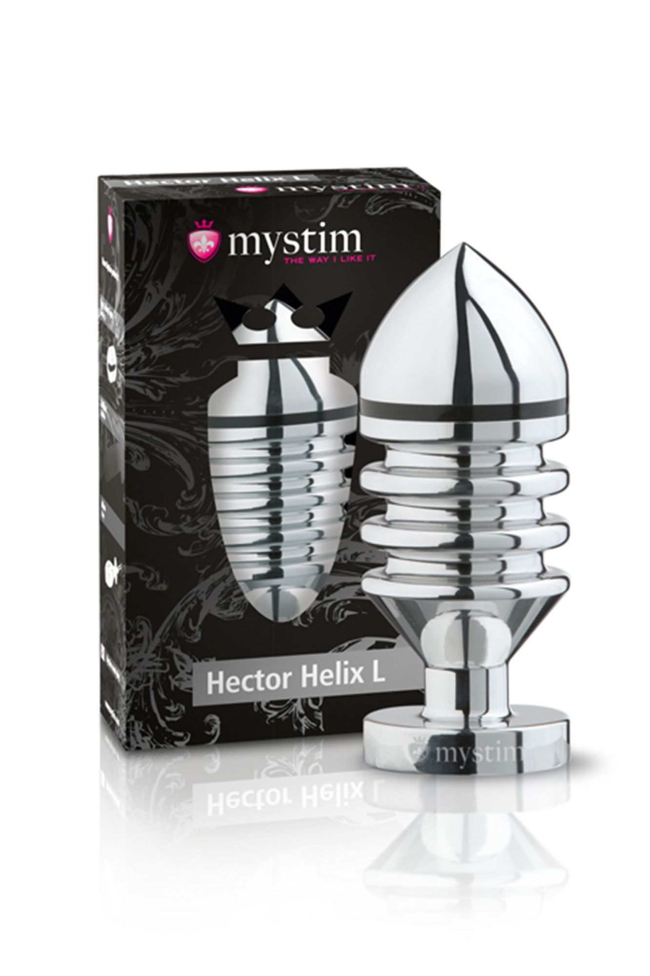 анальная пробка mystim hector helix l, электростимуляция, хирургическая сталь, серебряная, 11,5 см, в Москве