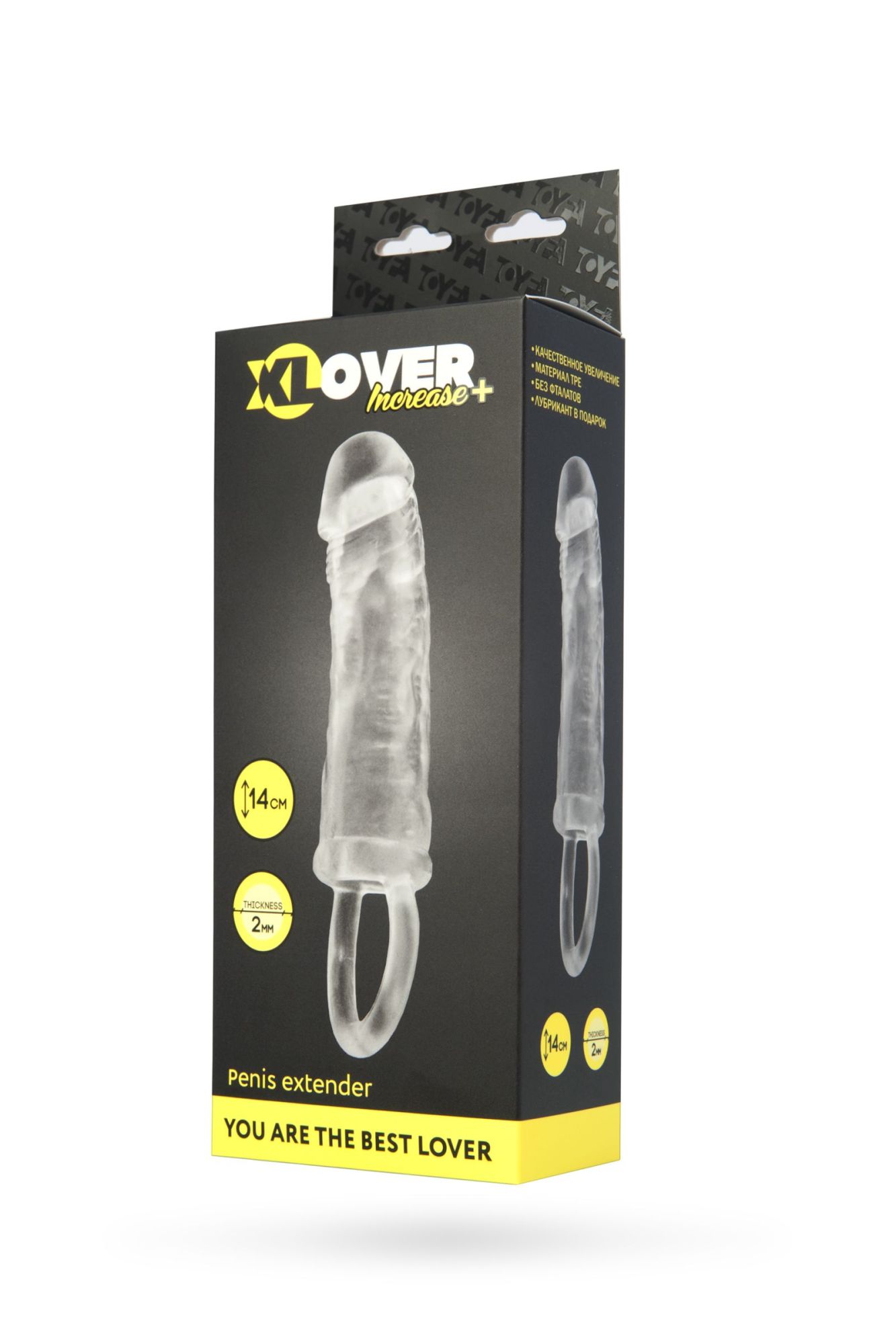 насадка xlover by toyfa increase+ для увеличения размера, с кольцом,  tpe, прозрачная, 14 см в Москве