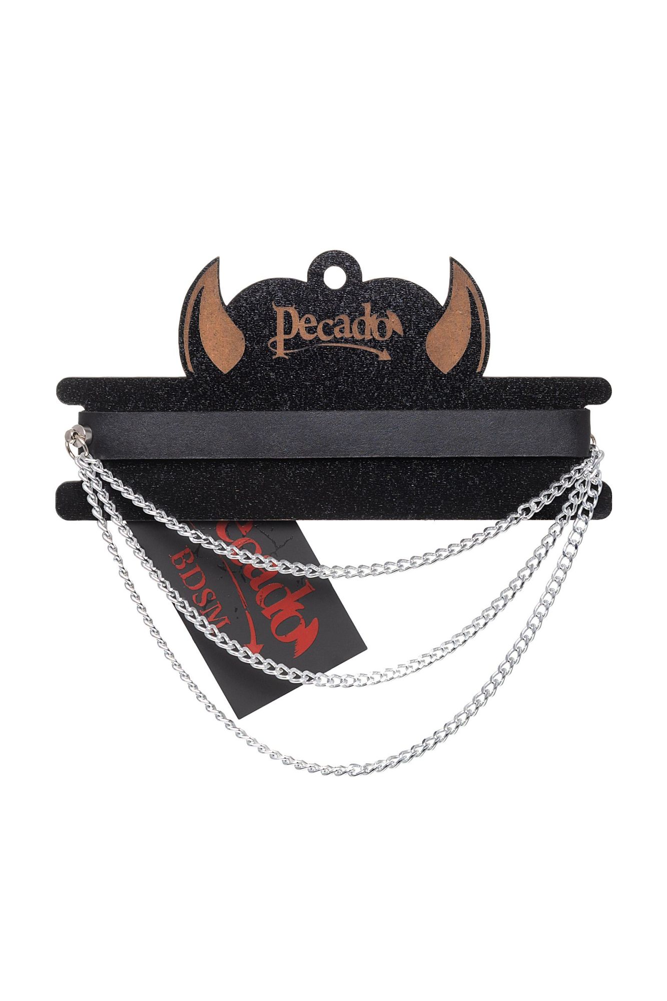 чокер pecado bdsm, с цепочками, модель 1, натуральная кожа, черный в Москве
