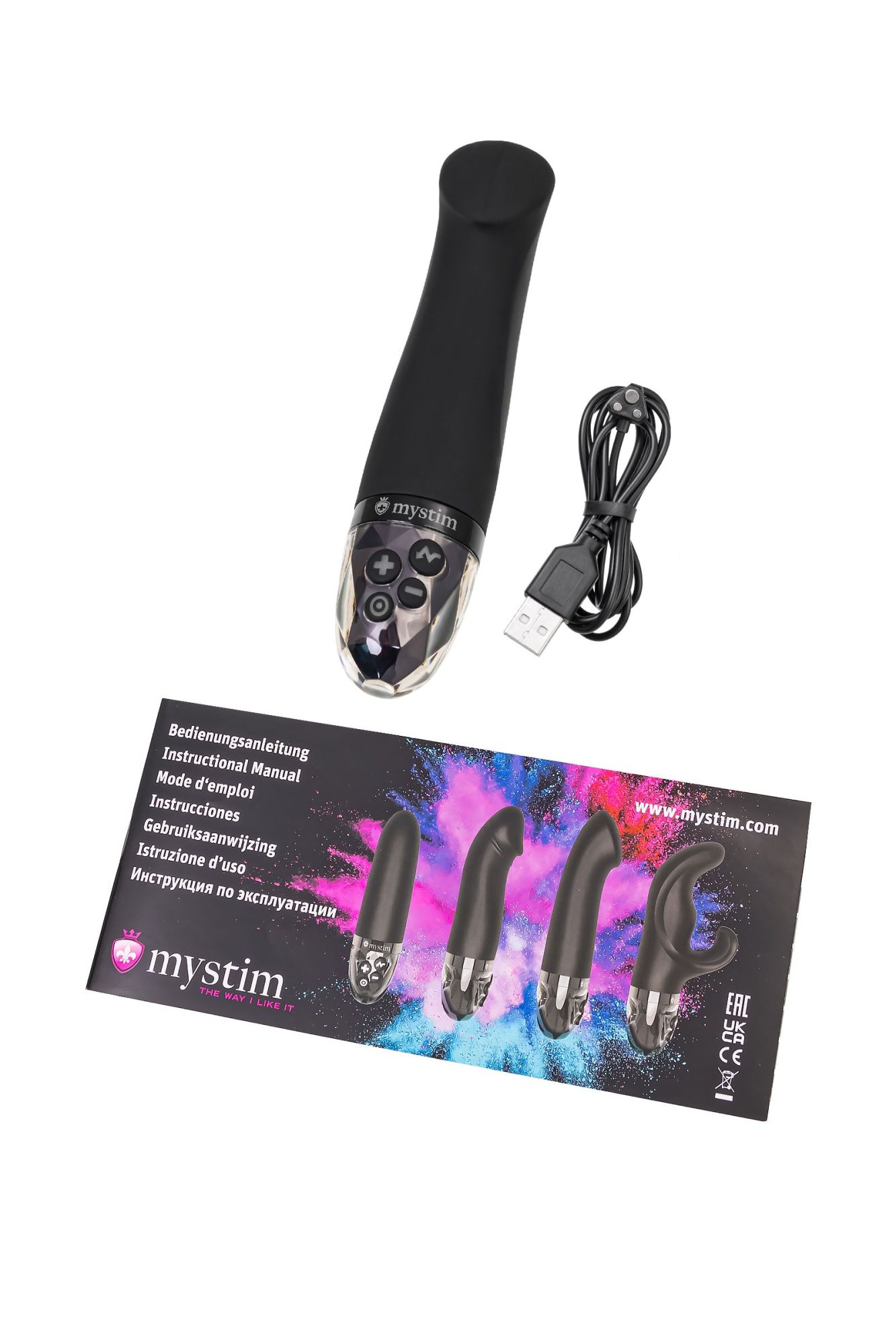 вибратор mystim right on ron с электростимуляцией,силикон, черный, 16,5 см в Москве