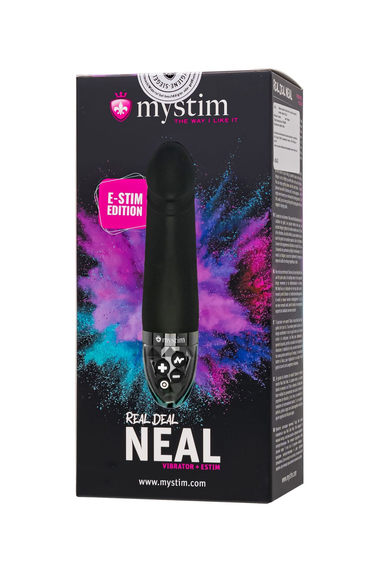 вибратор mystim real deal neal с электростимуляцией, силикон, черный, 16,5 см в Москве