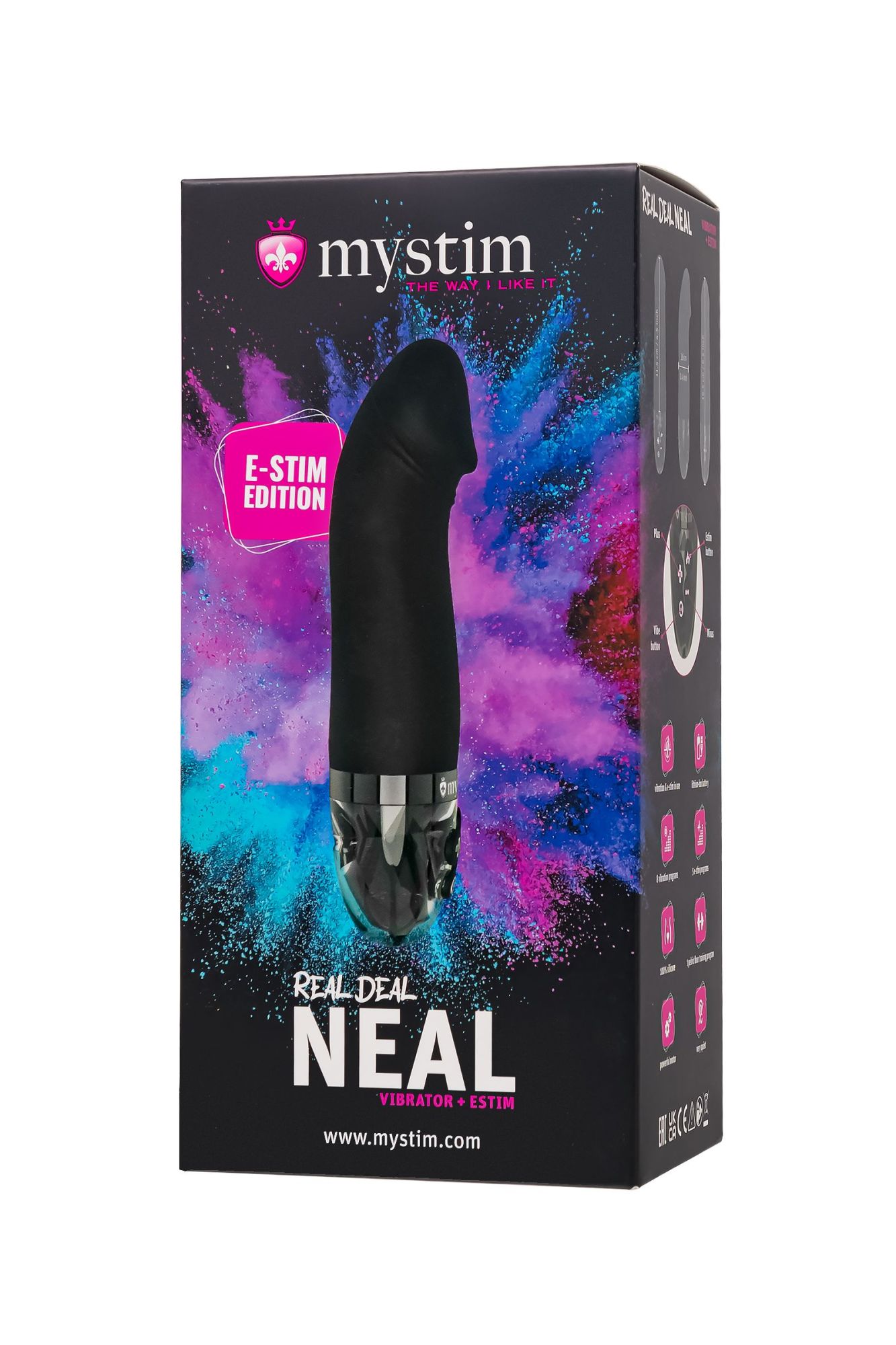 вибратор mystim real deal neal с электростимуляцией, силикон, черный, 16,5 см в Москве