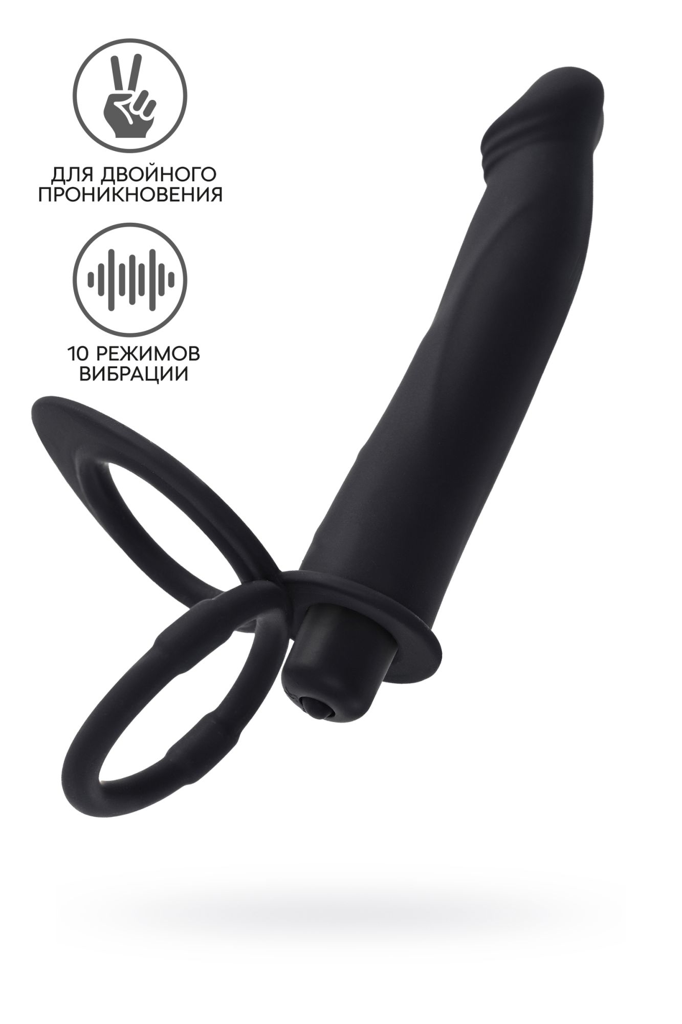 насадка на пенис для двойного проникновения black&red by toyfa, силикон, чёрная, 19 см в Москве