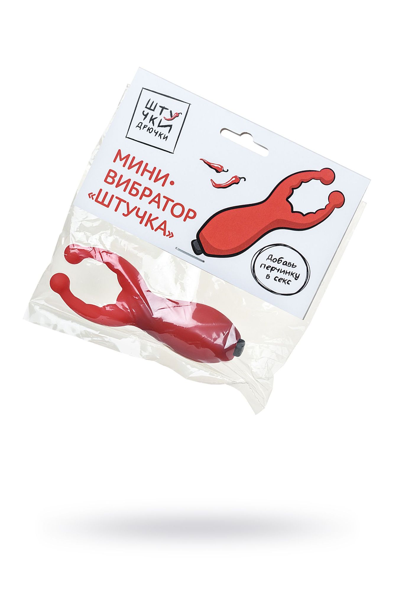 мини-вибратор штучки-дрючки штучка, силикон, красный, 7,5 см в Москве