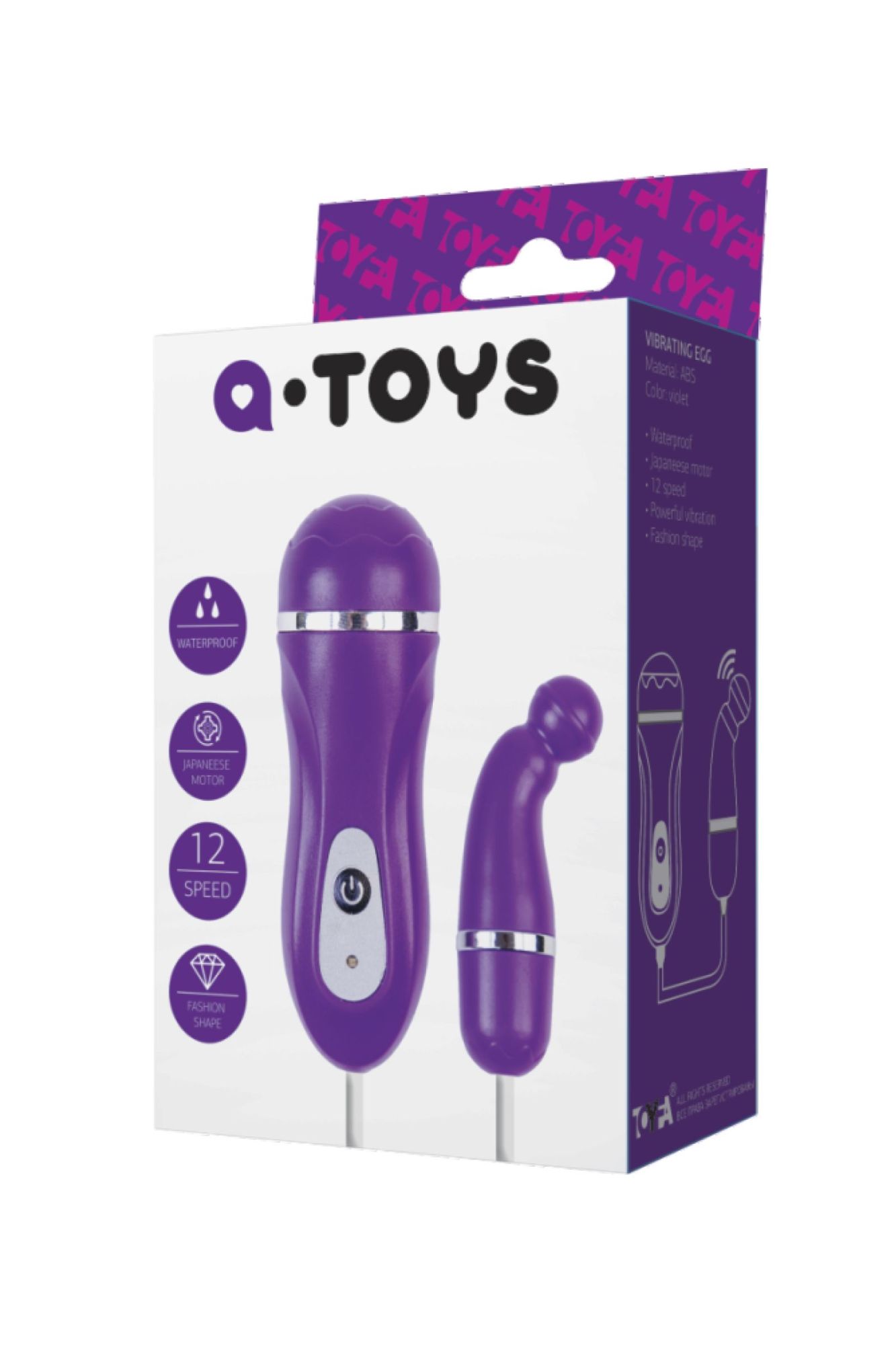 виброяйцо с пультом управления toyfa  a-toys beany, abs пластик, фиолетовый, 5,5 см в Москве