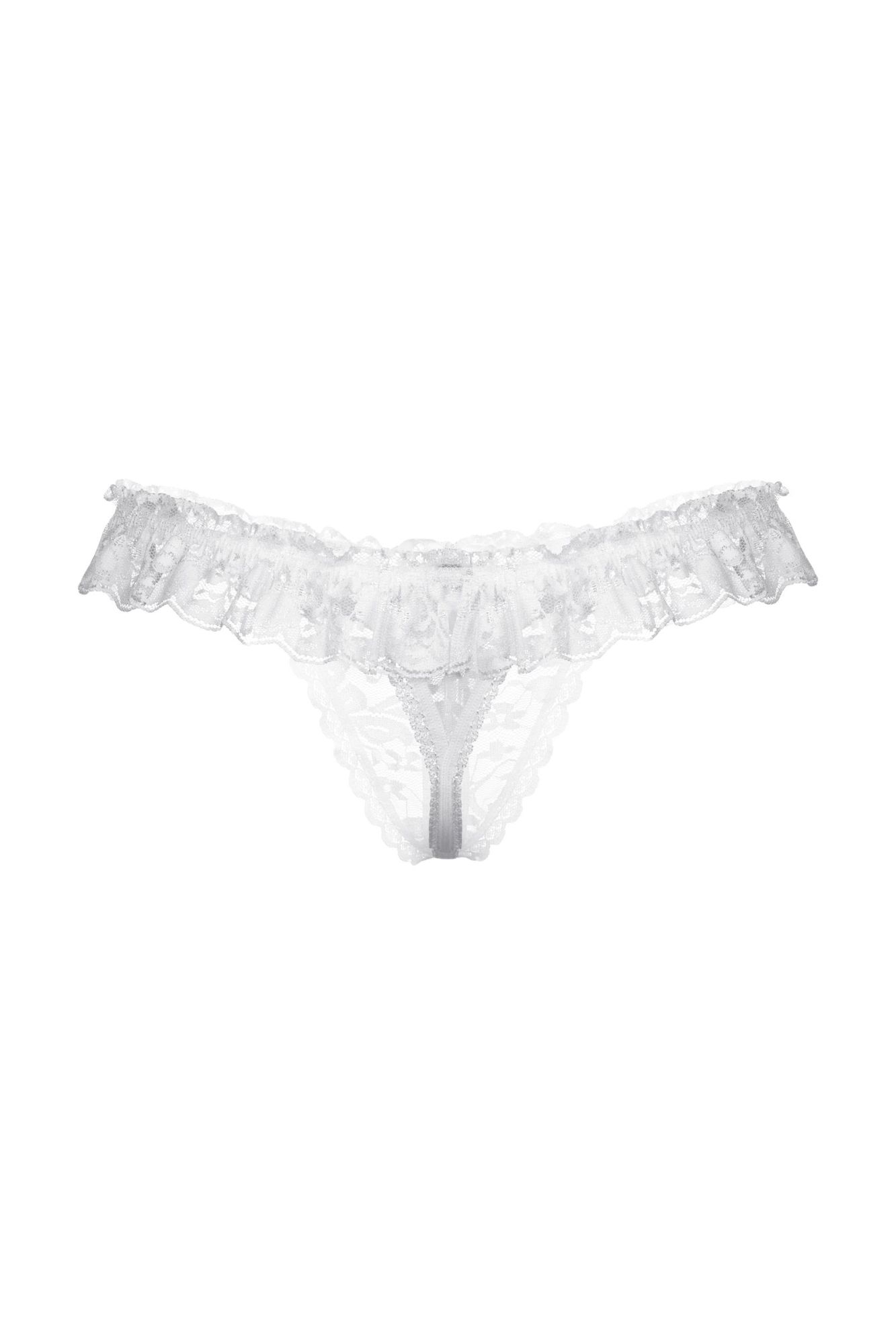 Эротическое стринги с кружевной рюшей открытые softline collection, белый, s/l в Москве