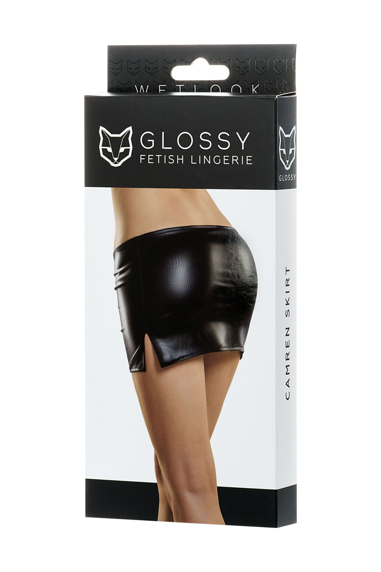 Эротическое мини-юбка glossy camren из материала wetlook, черный, xl в Москве