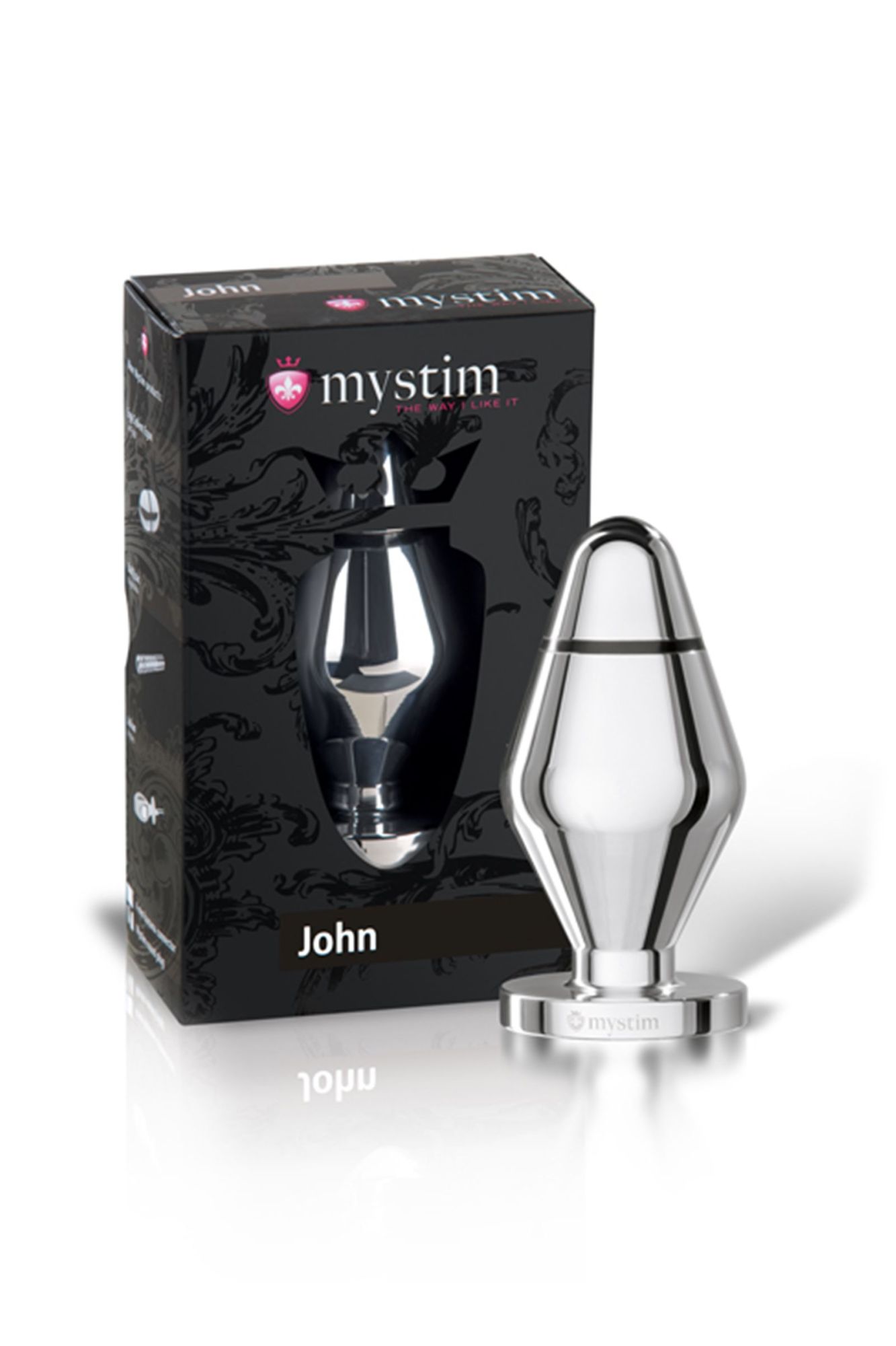 анальная пробка mystim john l, электростимуляция, хирургическая сталь, серебряная, 10,5 см, ø 5 см в Москве
