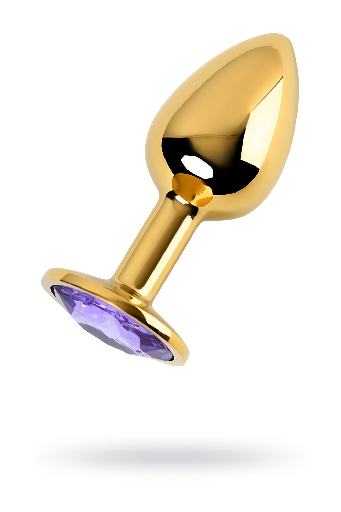 анальная втулка metal by toyfa, металл, золотая, с фиолетовым кристаллом, 7 см, ø 2,8 см, 50 г в Москве