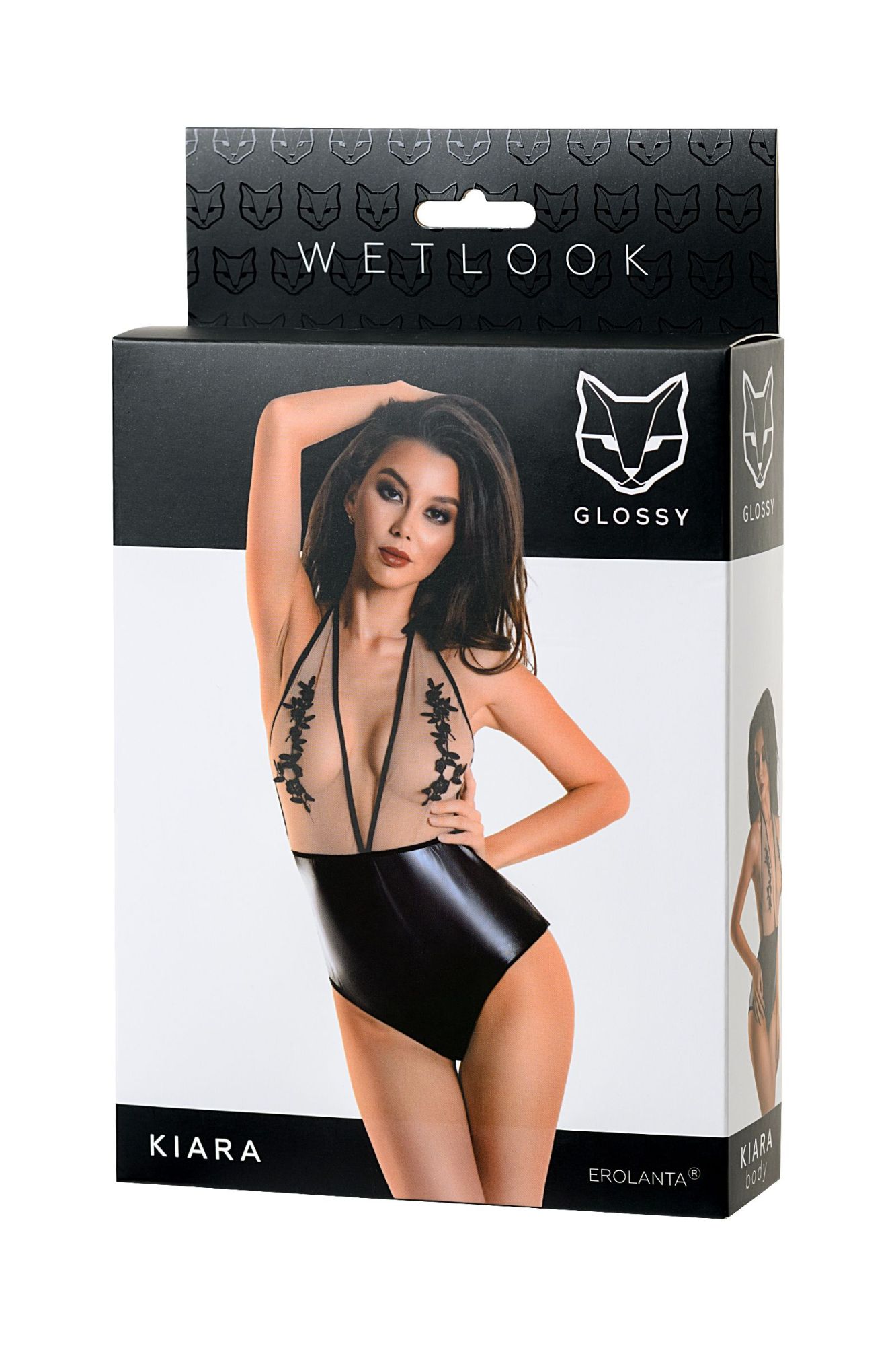 Эротическое боди glossy kiara из материала wetlook, черное, l в Москве