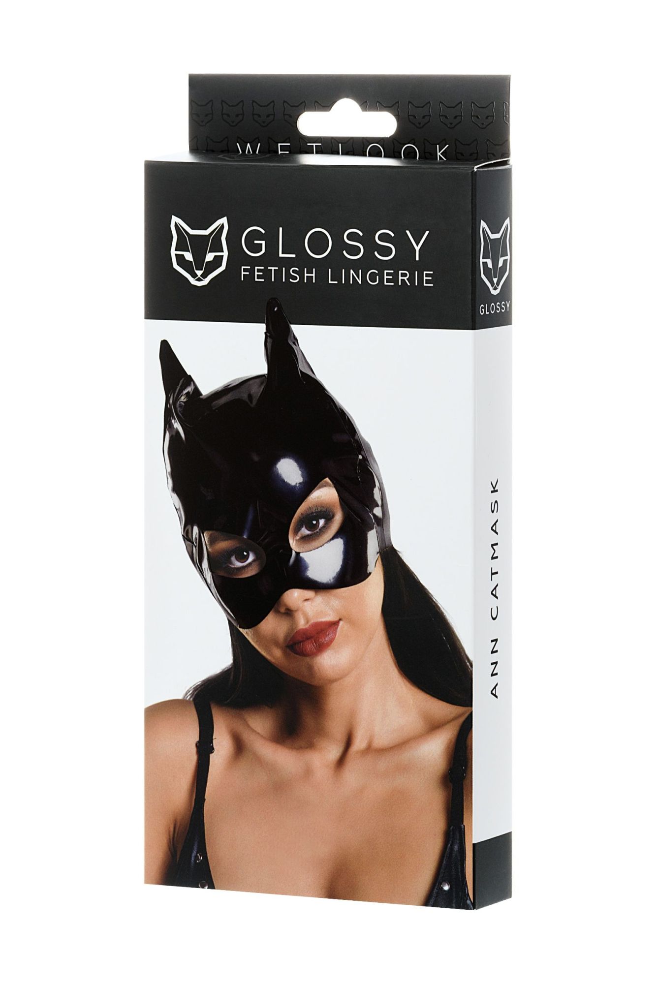 маска кошки glossy ann из материала wetlook, черный, os в Москве