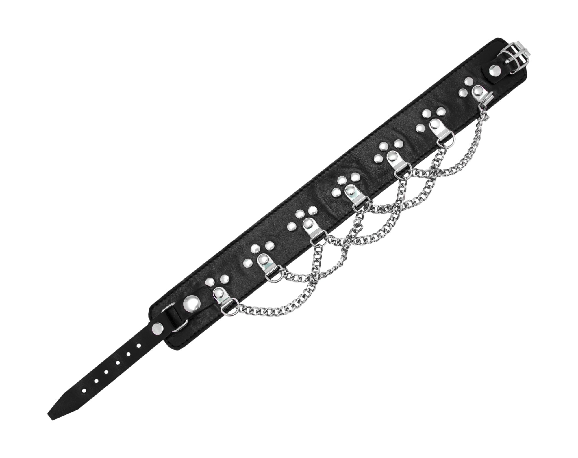 ошейник узкий подиум с шипами и цепочками, с подкладкой в Москве