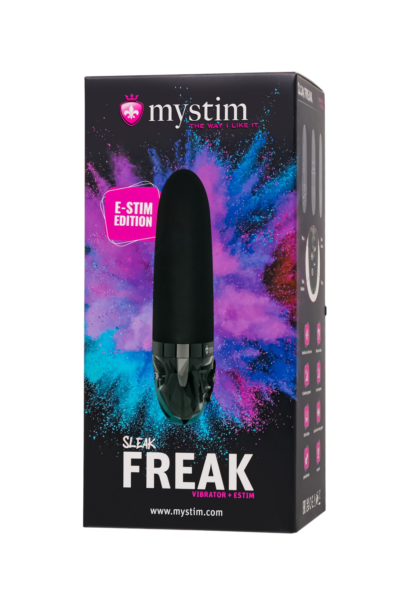вибратор mystim sleak freak с электростимуляцией,силикон, черный, 14,5 см в Москве