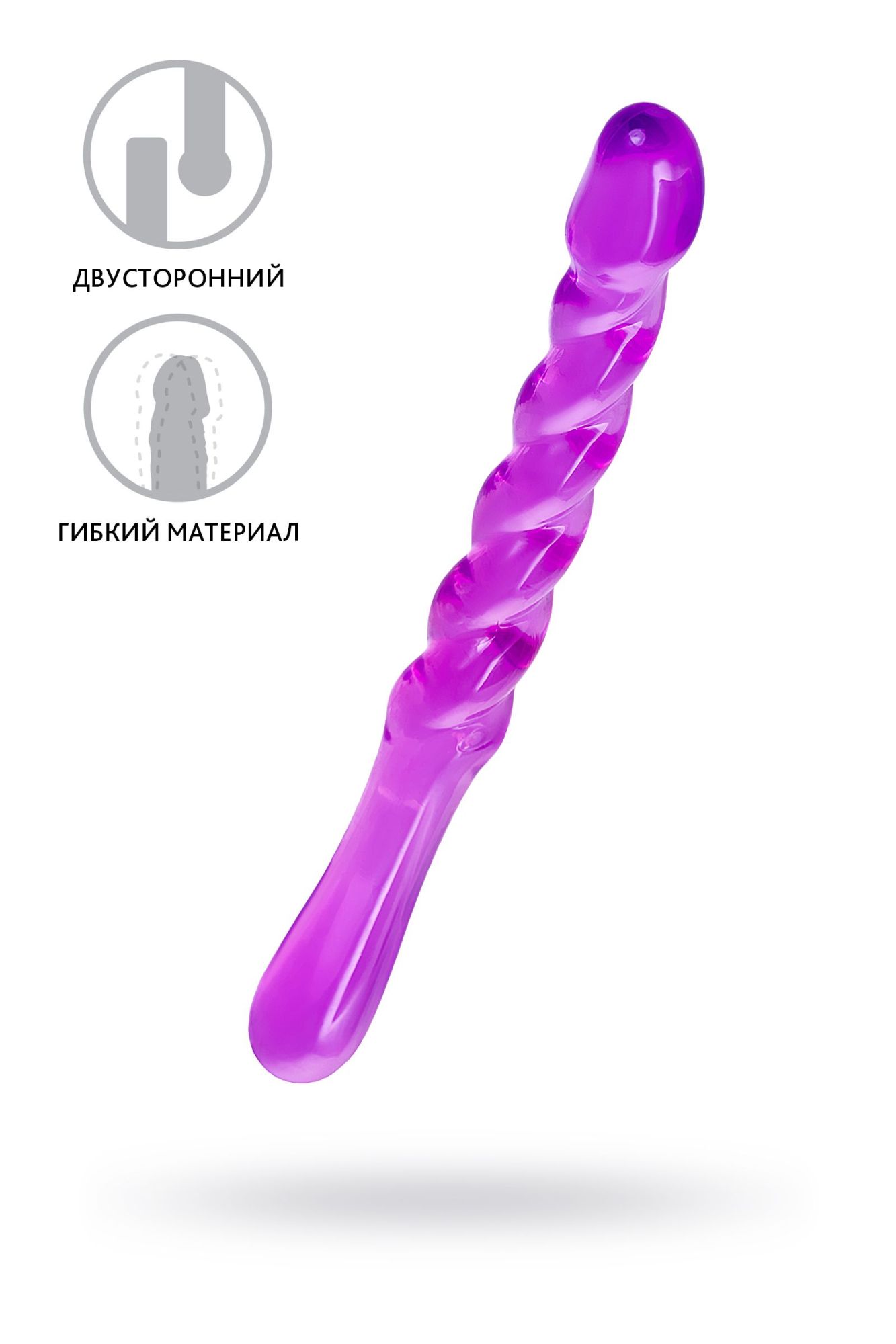 двусторонний фаллоимитатор a-toys by toyfa tanza, tpe, фиолетовый, 27,5 см в Москве