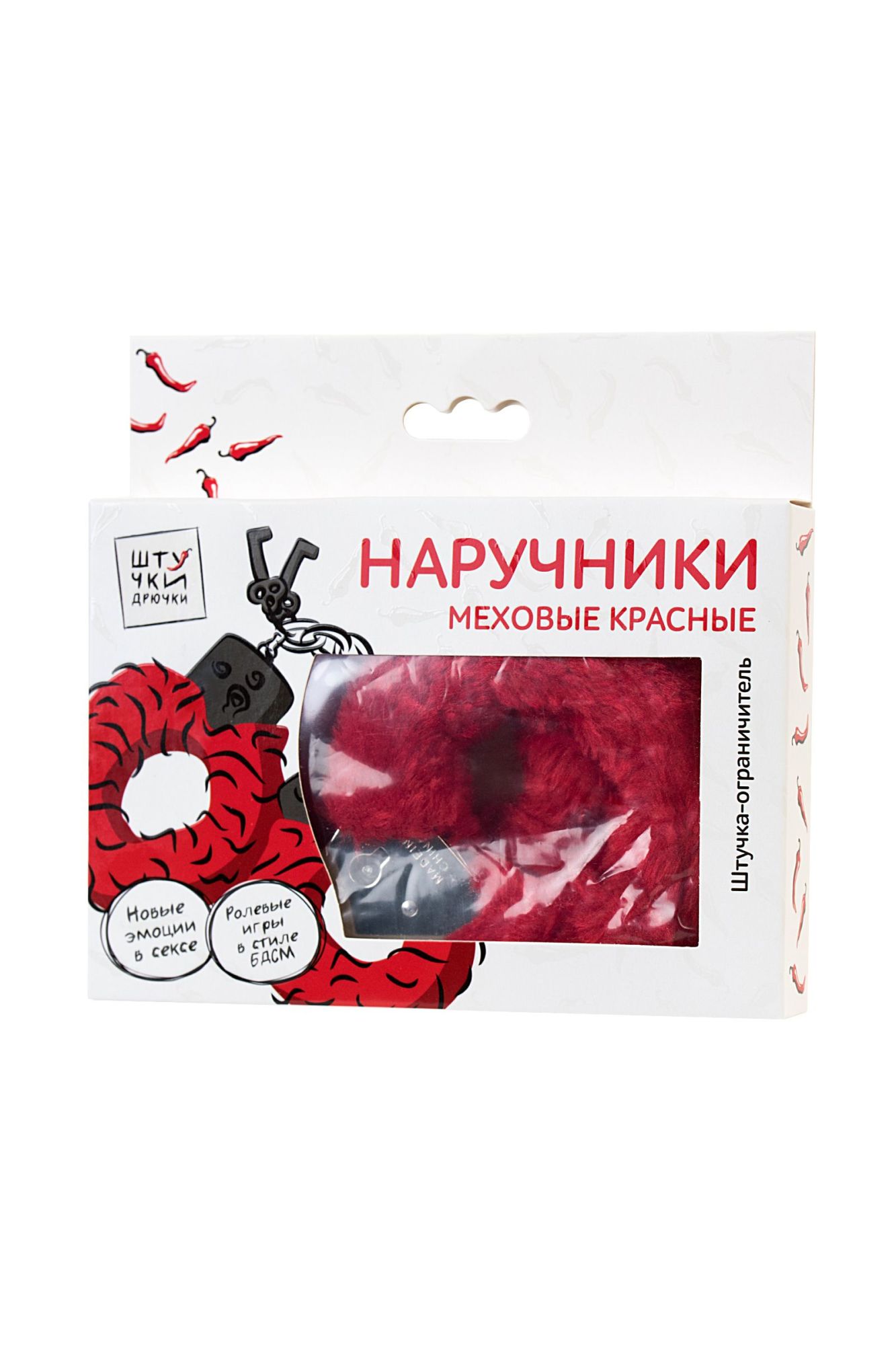 наручники штучки-дрючки, меховые, красные в Москве