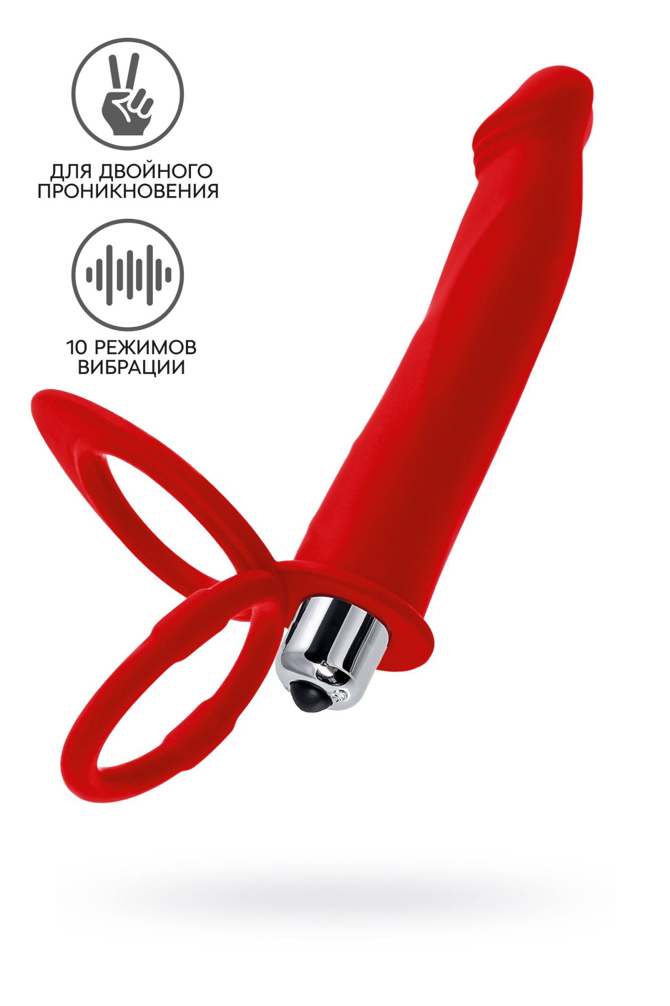 насадка на пенис для двойного проникновения black&red by toyfa, силикон, красная, 19 см в Москве