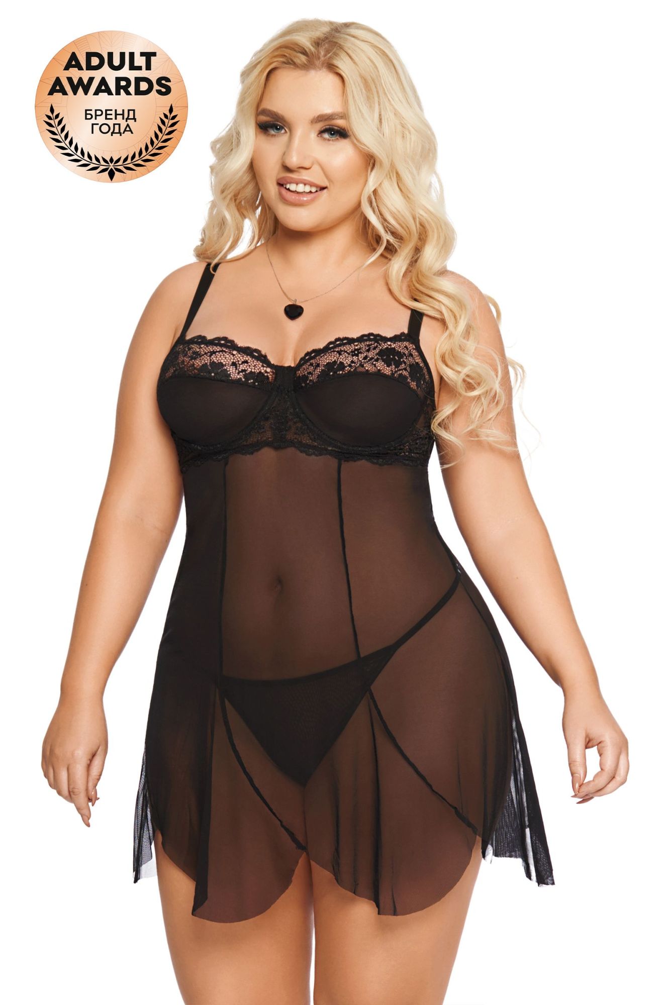 Эротическое ночная сорочка и стринги softline collection carla, черный, xxxl в Москве